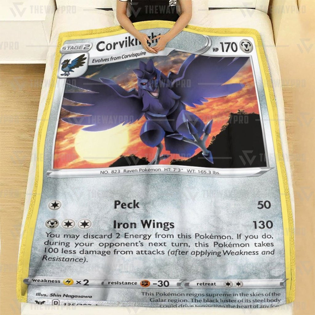 Anime Pkm Corviknight Custom Soft Blanket