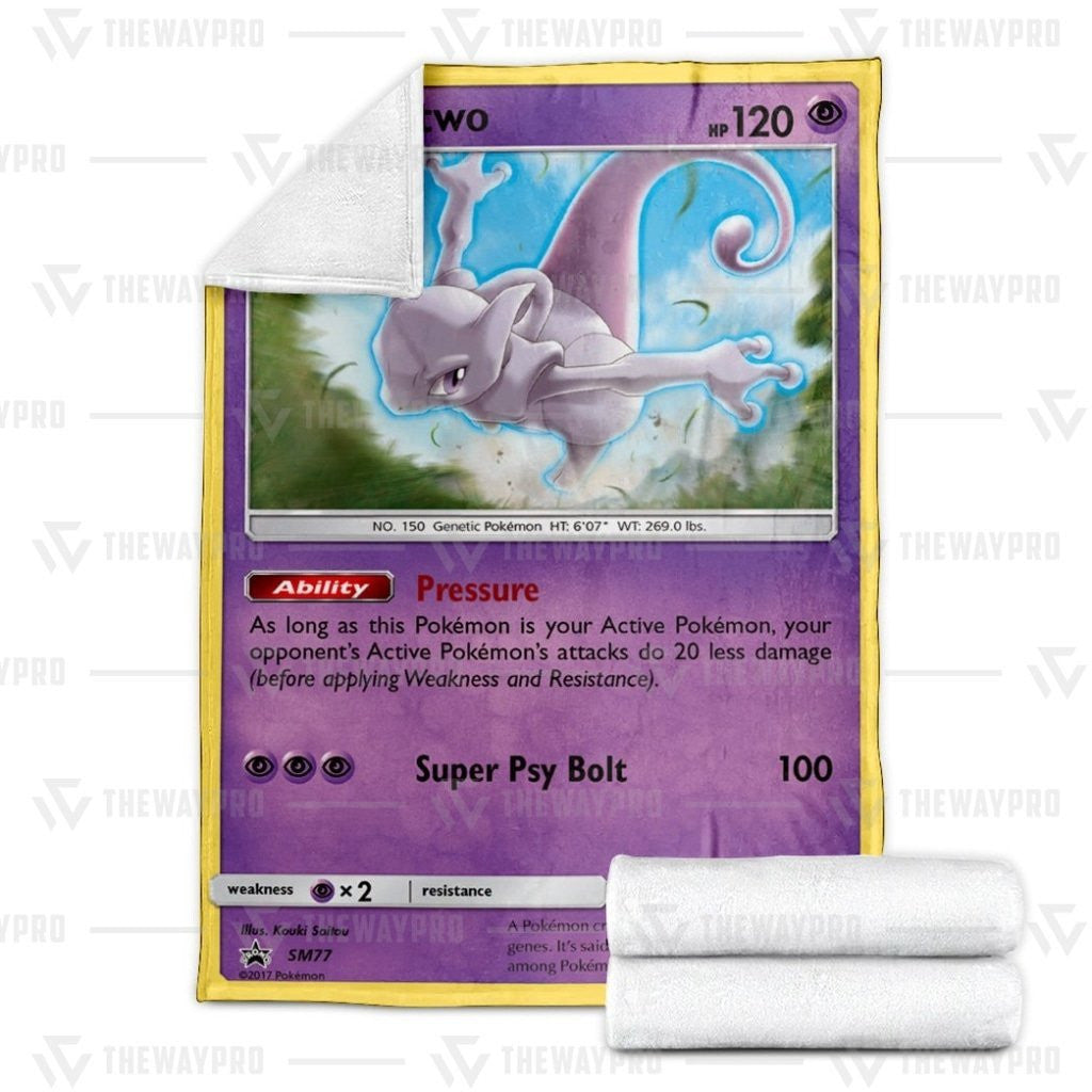 Anime Pkm Mewtwo Psychic Custom Soft Blanket