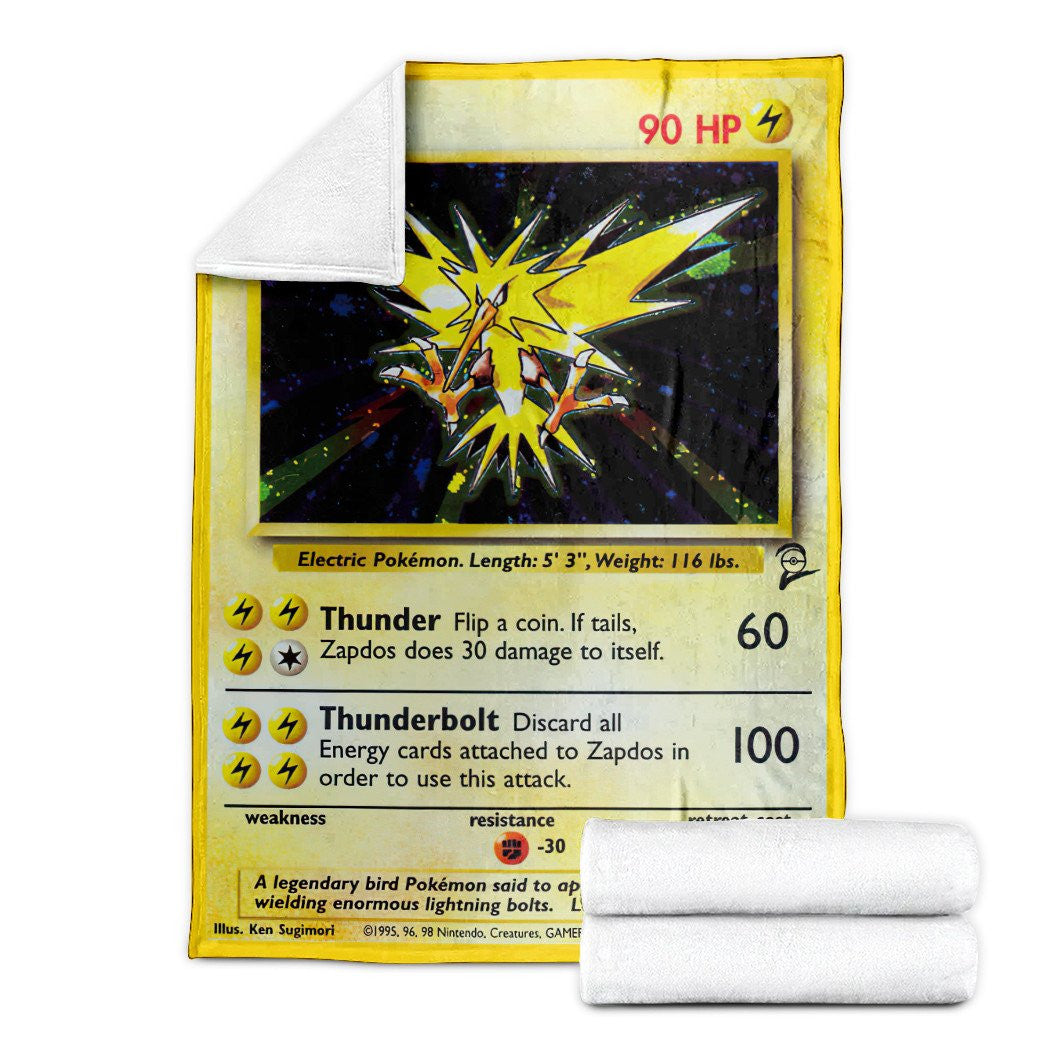 Anime Pkm Zapdos Base Set Custom Soft Blanket