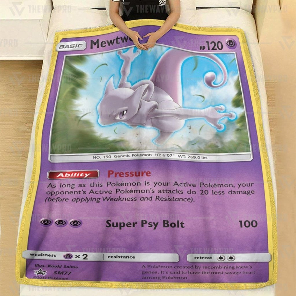 Anime Pkm Mewtwo Psychic Custom Soft Blanket