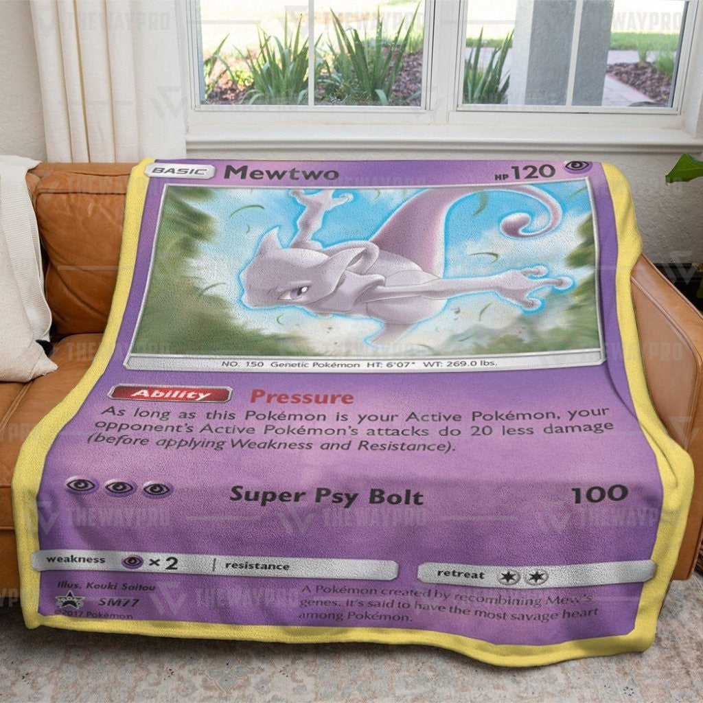 Anime Pkm Mewtwo Psychic Custom Soft Blanket