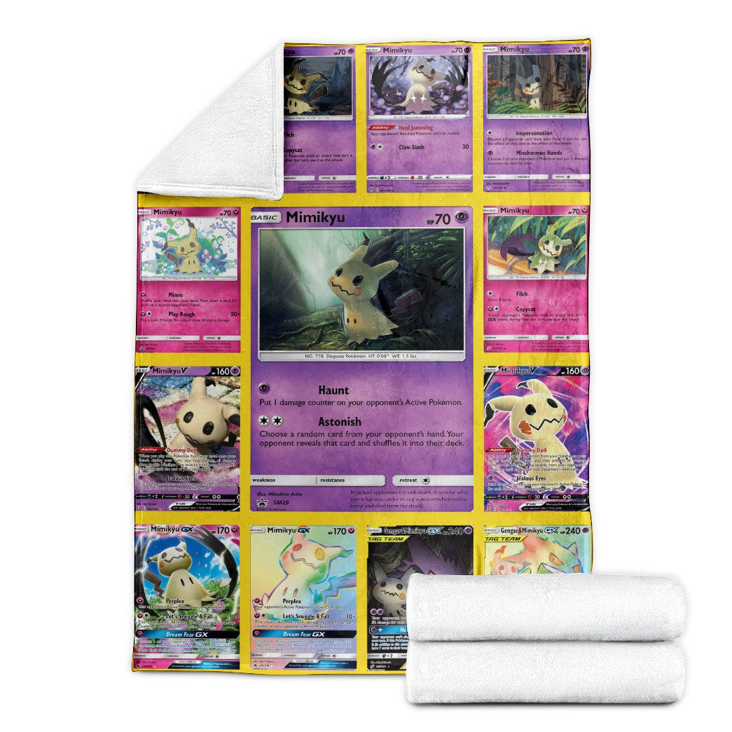 Anime Pkm Mimikyu Cards Version 2 Custom Soft Blanket