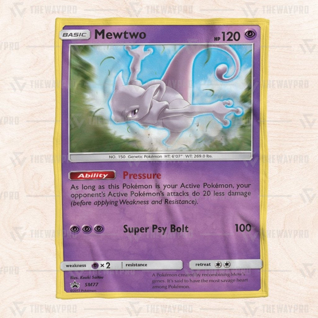 Anime Pkm Mewtwo Psychic Custom Soft Blanket