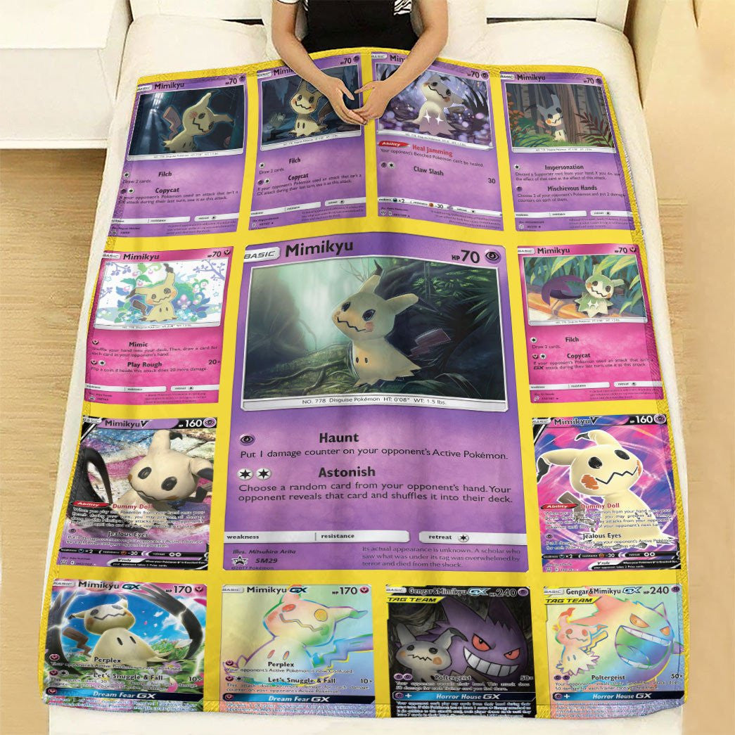 Anime Pkm Mimikyu Cards Version 2 Custom Soft Blanket