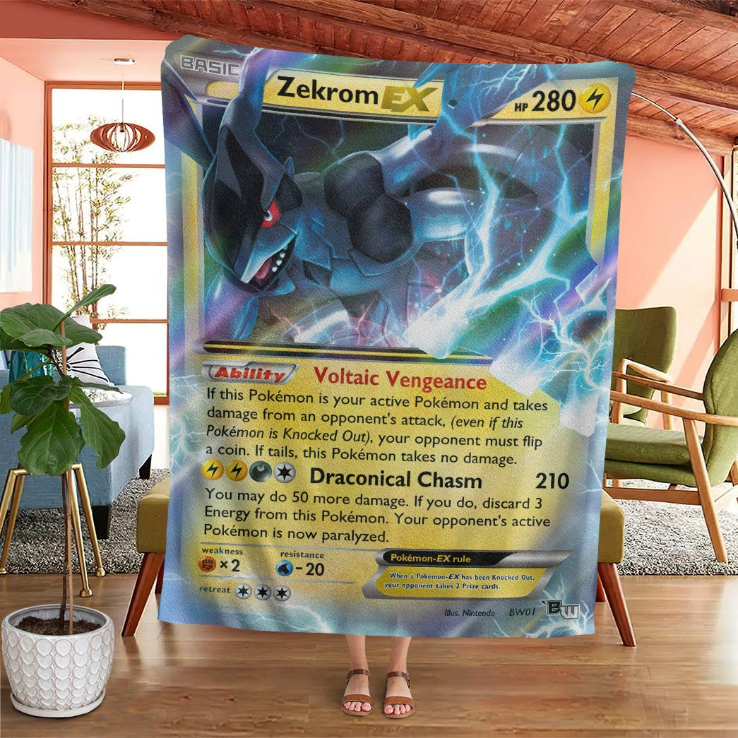 Anime Pkm Zekrom Ex Custom Pokemon Soft Blanket