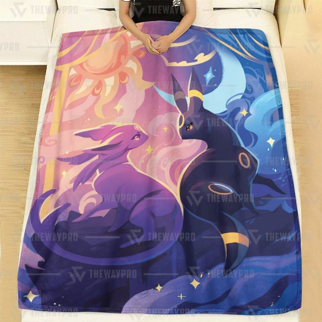 Anime Pkm Umbreon & Espeon Custom Soft Blanket