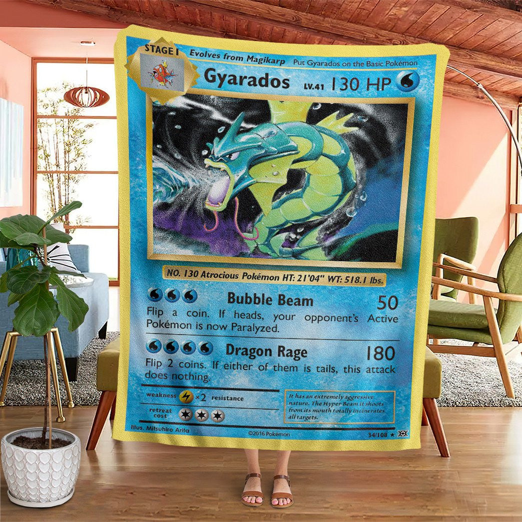 Anime Pkm Gyarados Evolutions Custom Soft Blanket