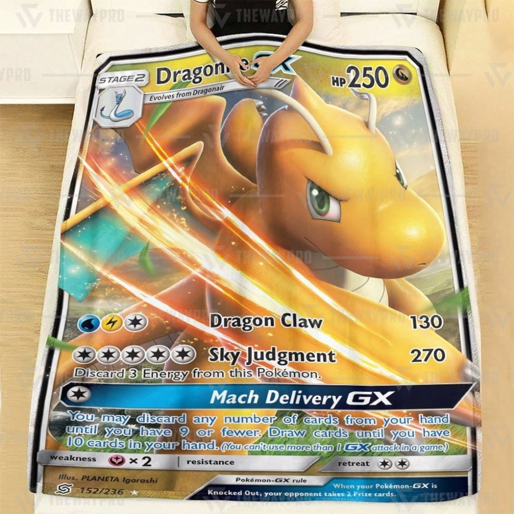 Anime Pkm Dragonite Gx Custom Soft Blanket