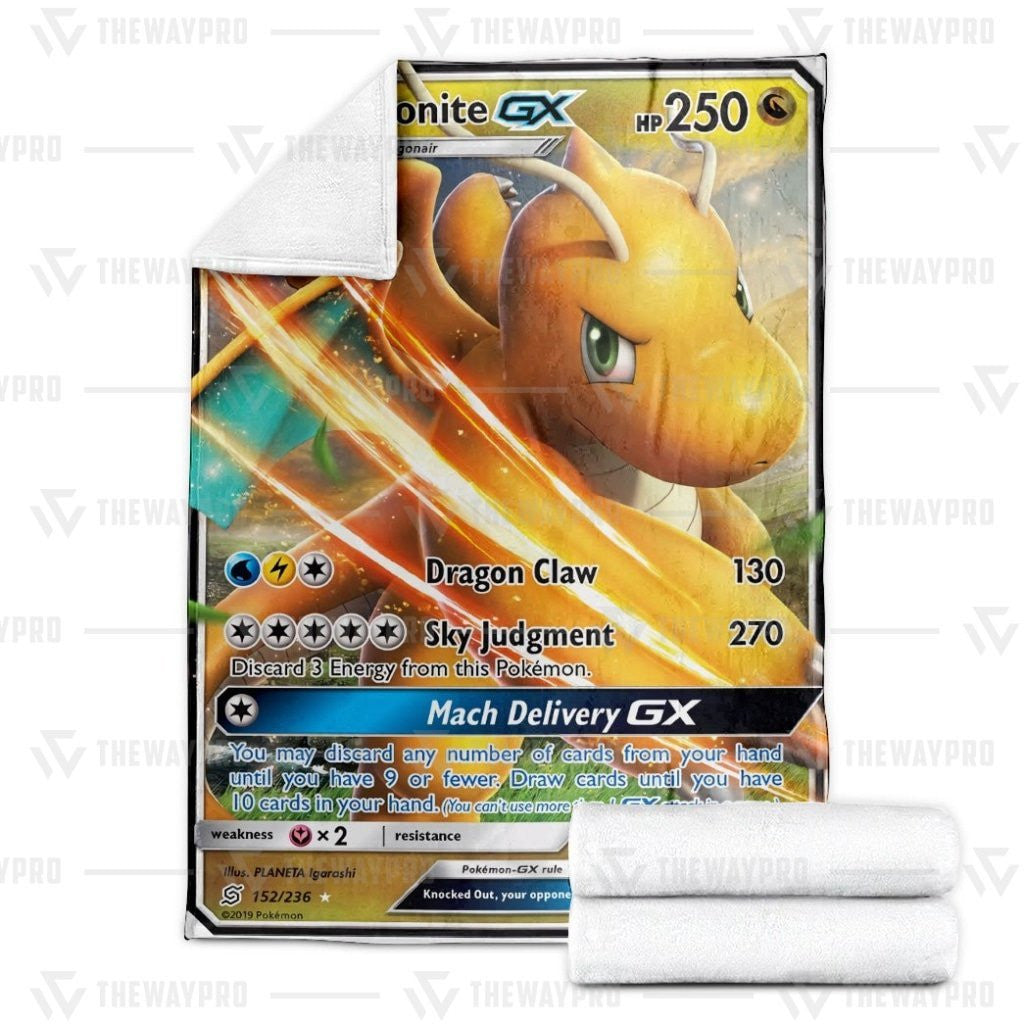 Anime Pkm Dragonite Gx Custom Soft Blanket