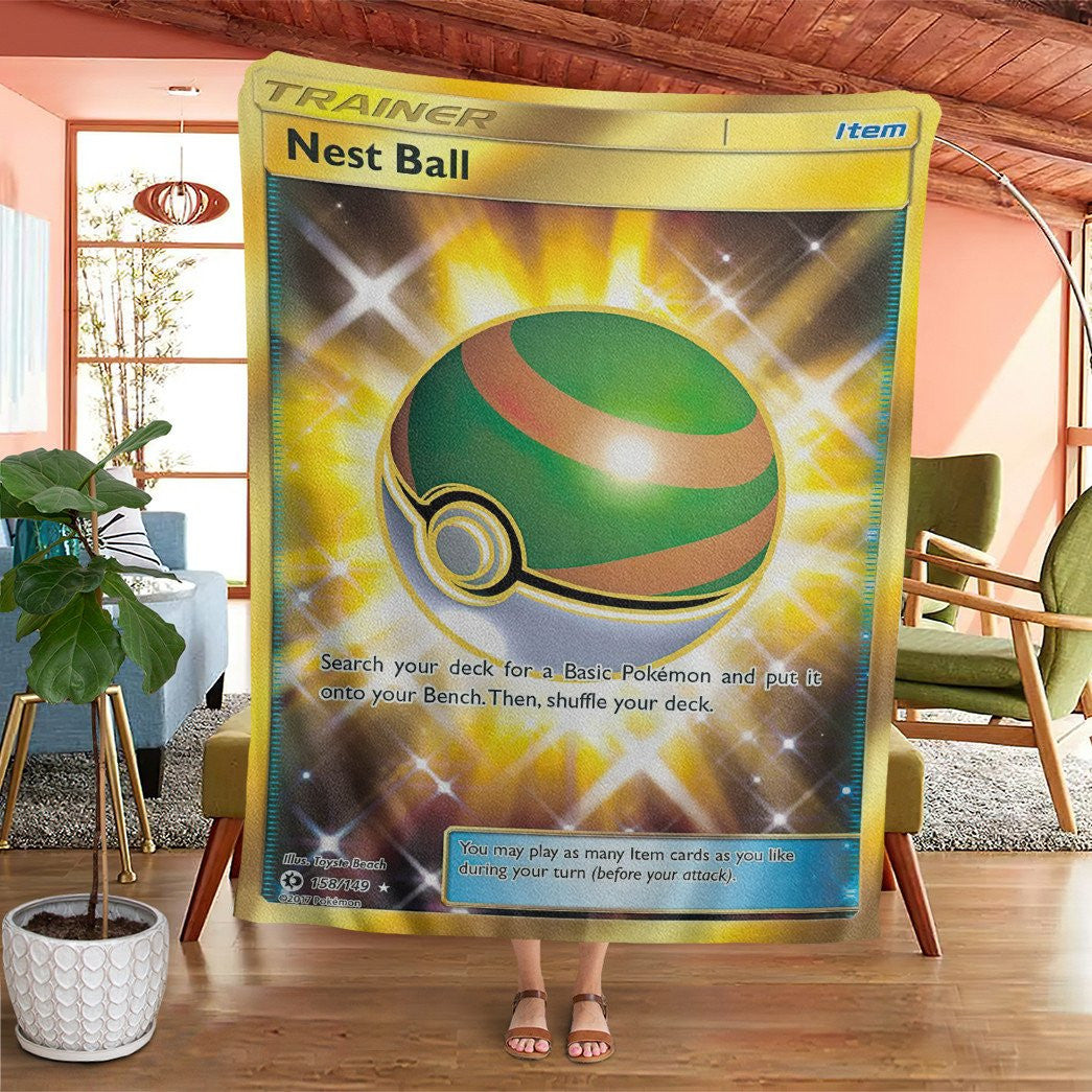 Anime Pkm Nest Ball Trainer Custom Soft Blanket