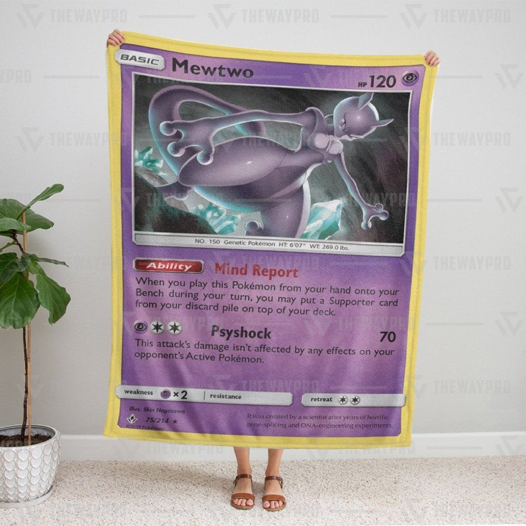 Anime Pkm Mewtwo Unbroken Bonds Custom Soft Blanket