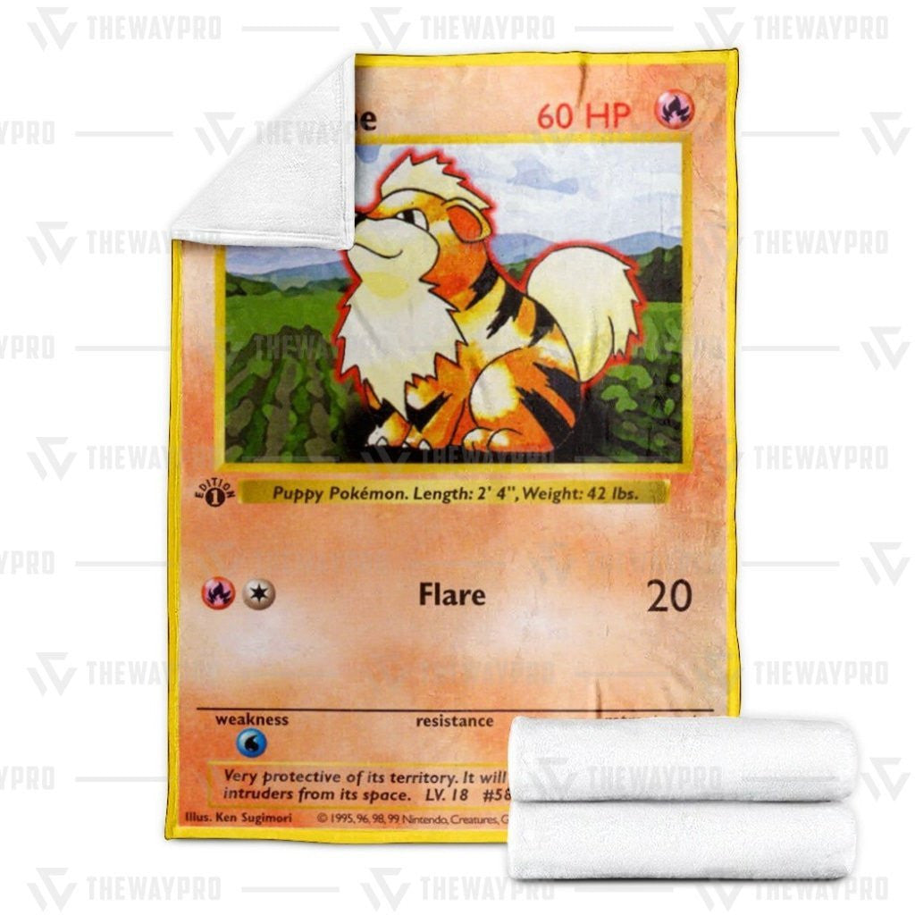 Anime Pkm Growlithe 1St Edition Custom Soft Blanket