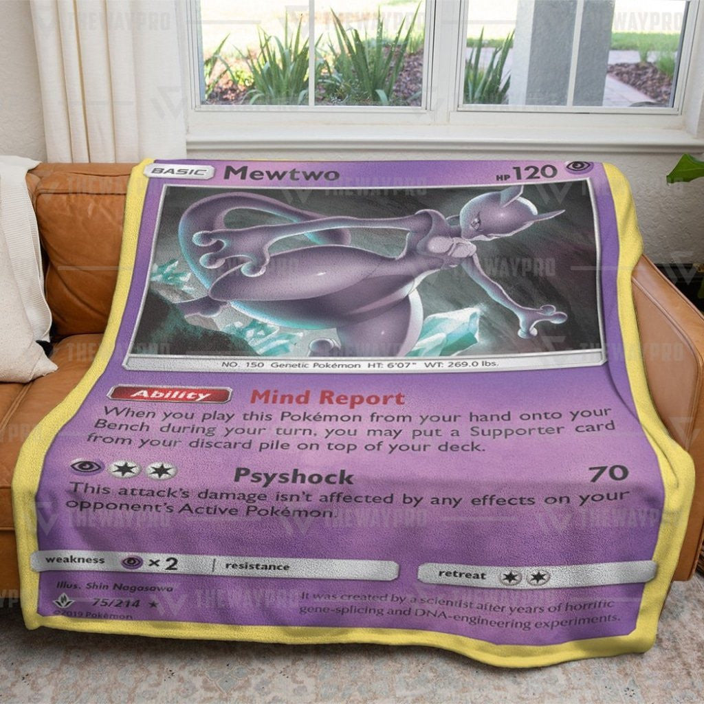 Anime Pkm Mewtwo Unbroken Bonds Custom Soft Blanket