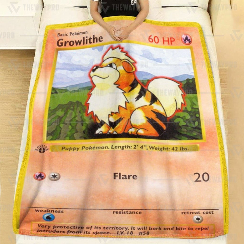 Anime Pkm Growlithe 1St Edition Custom Soft Blanket