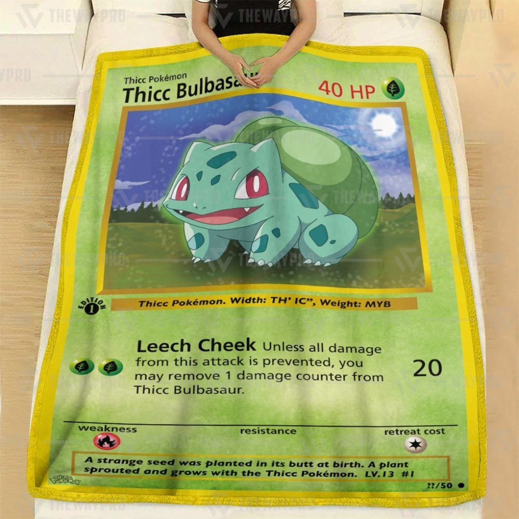 Anime Pkm Thicc Bulbasaur Custom Soft Blanket