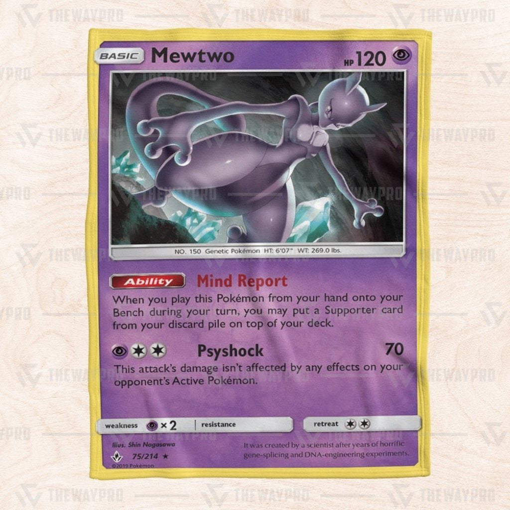 Anime Pkm Mewtwo Unbroken Bonds Custom Soft Blanket