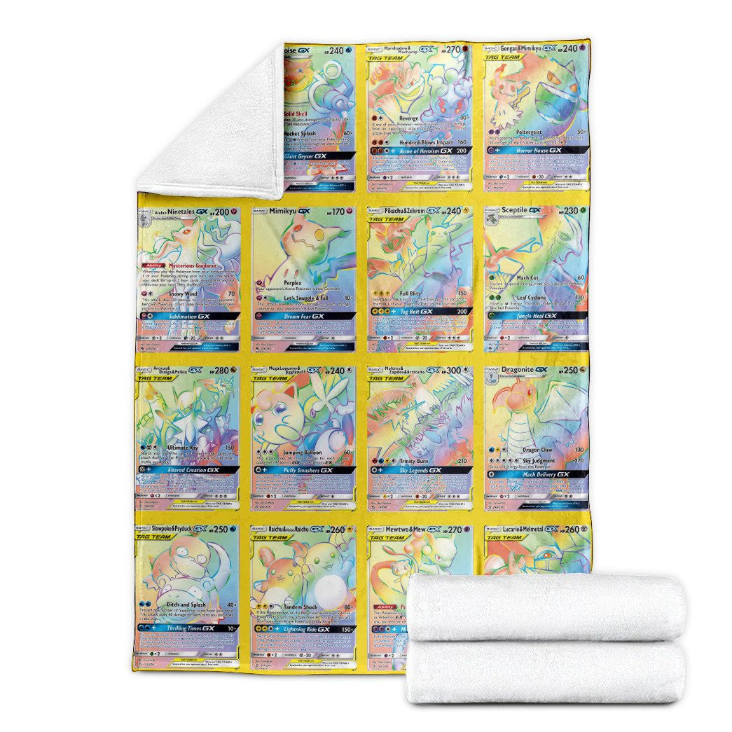 Anime Pkm Gx 3 Cards Version Custom Soft Blanket