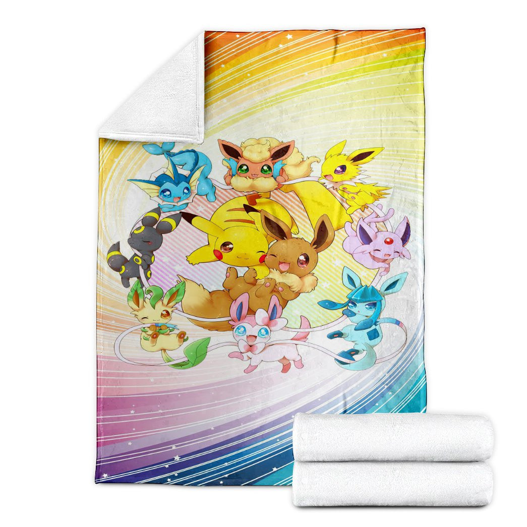 Anime Pkm Eevee Evolution Custom Soft Blanket