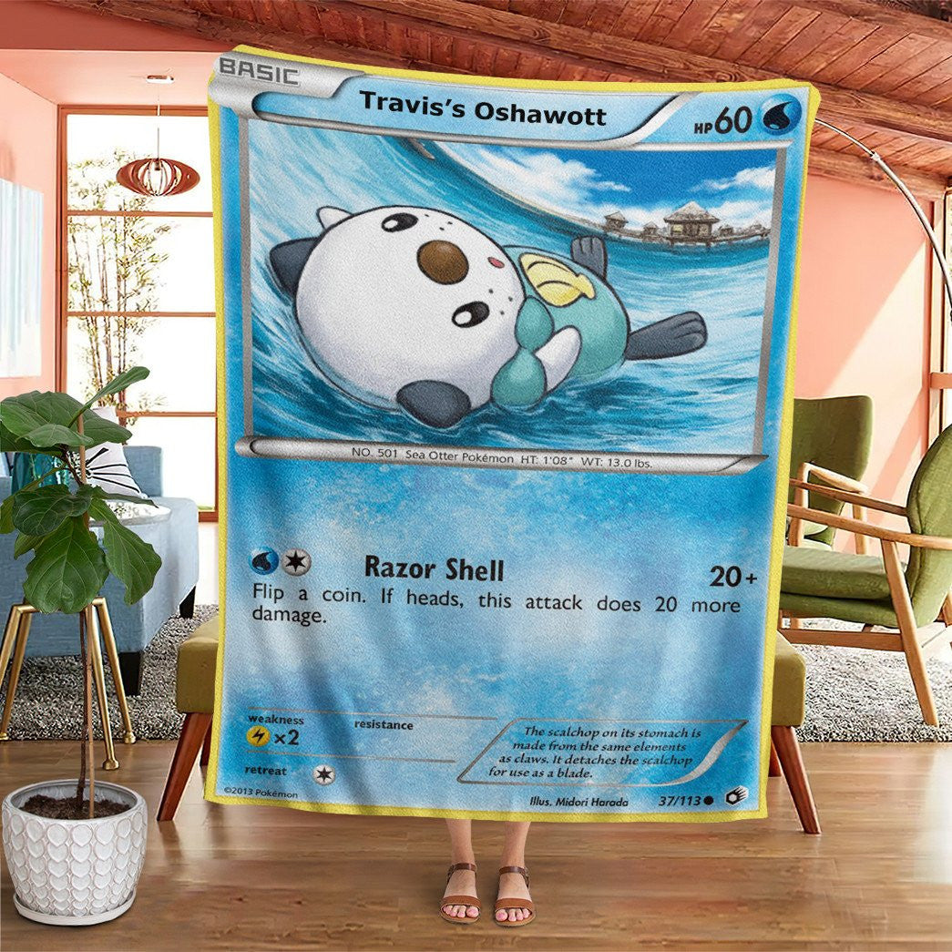 Anime Pkm Travis Oshawott Custom Soft Blanket