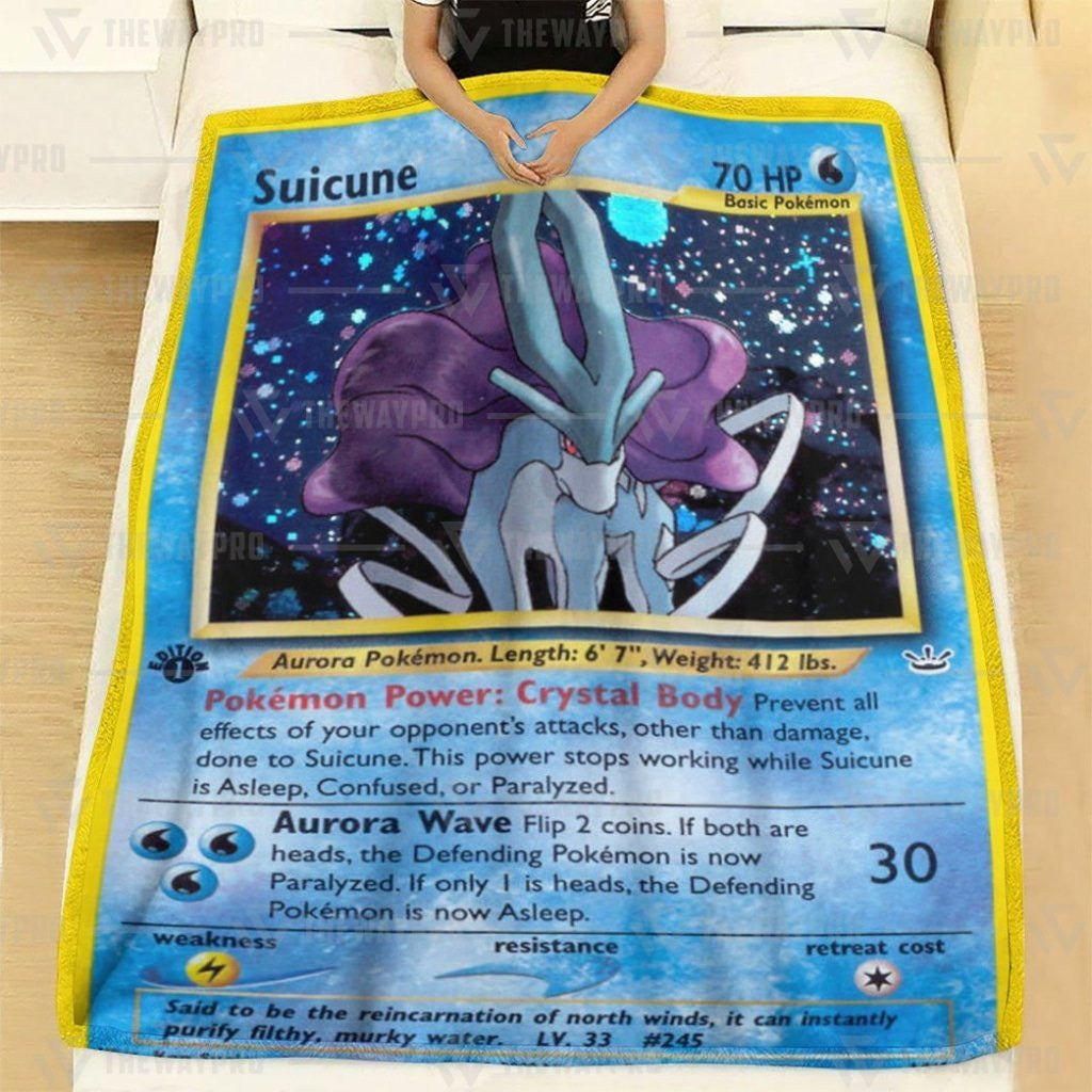 Anime Pkm Suicune Holo 1St Edition Custom Soft Blanket