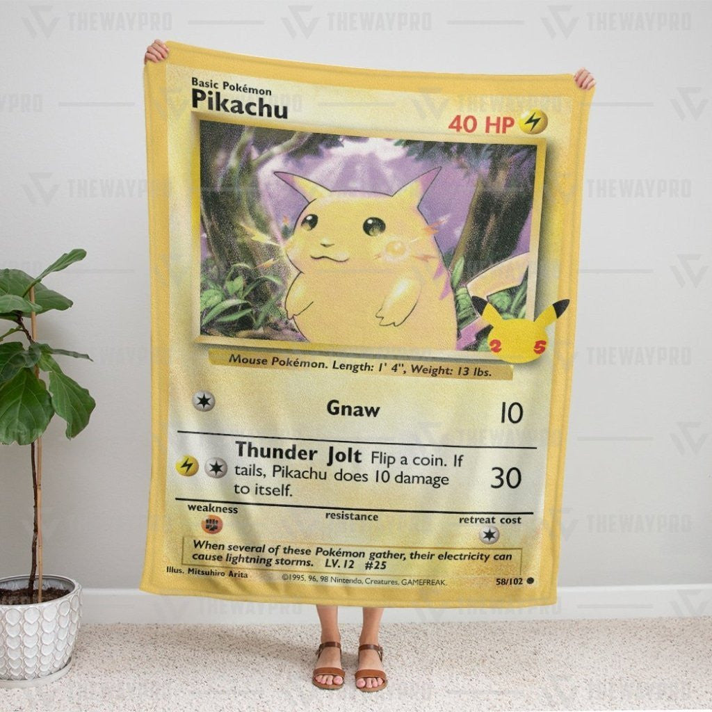 Pkm Pikachu Card Custom Soft Blanket