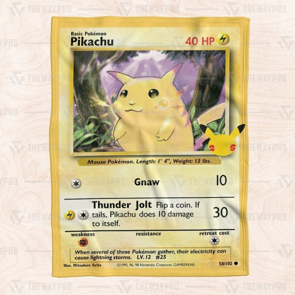 Pkm Pikachu Card Custom Soft Blanket