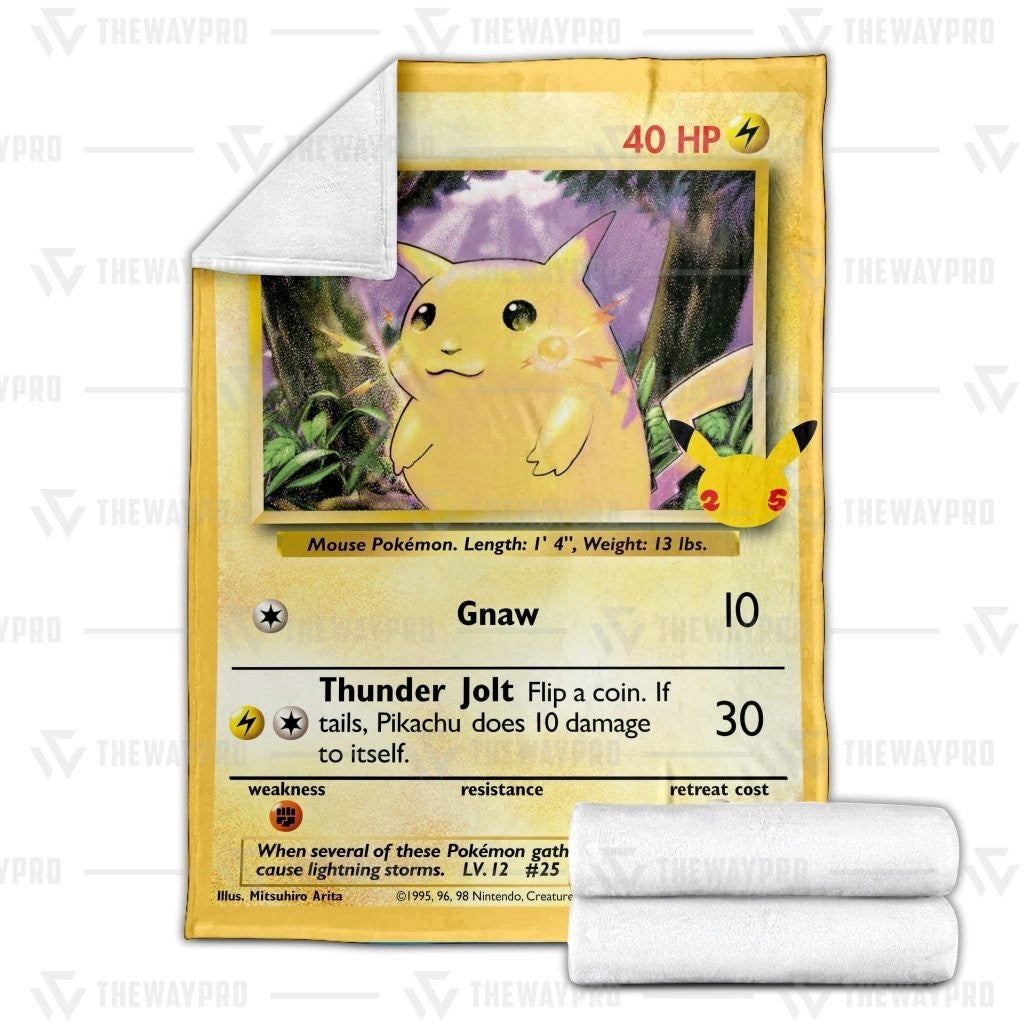 Pkm Pikachu Card Custom Soft Blanket