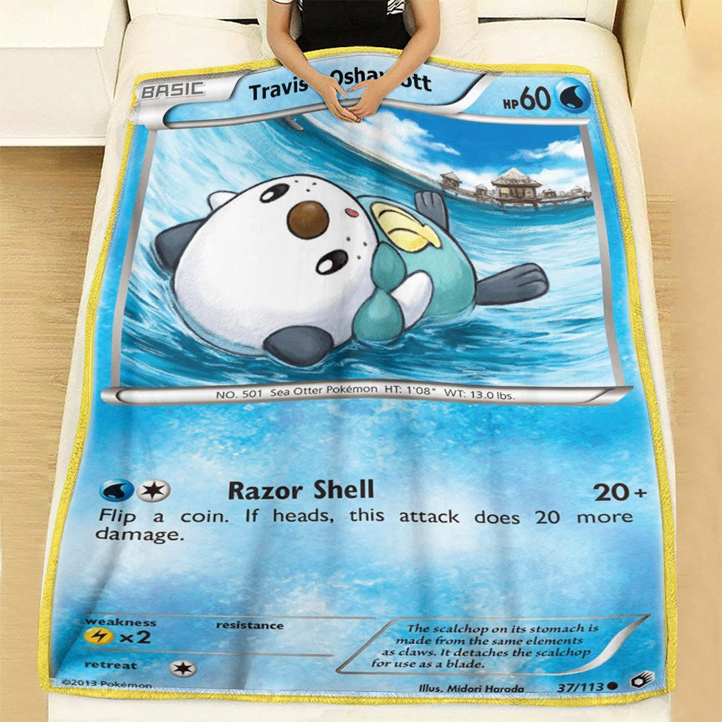 Anime Pkm Travis Oshawott Custom Soft Blanket