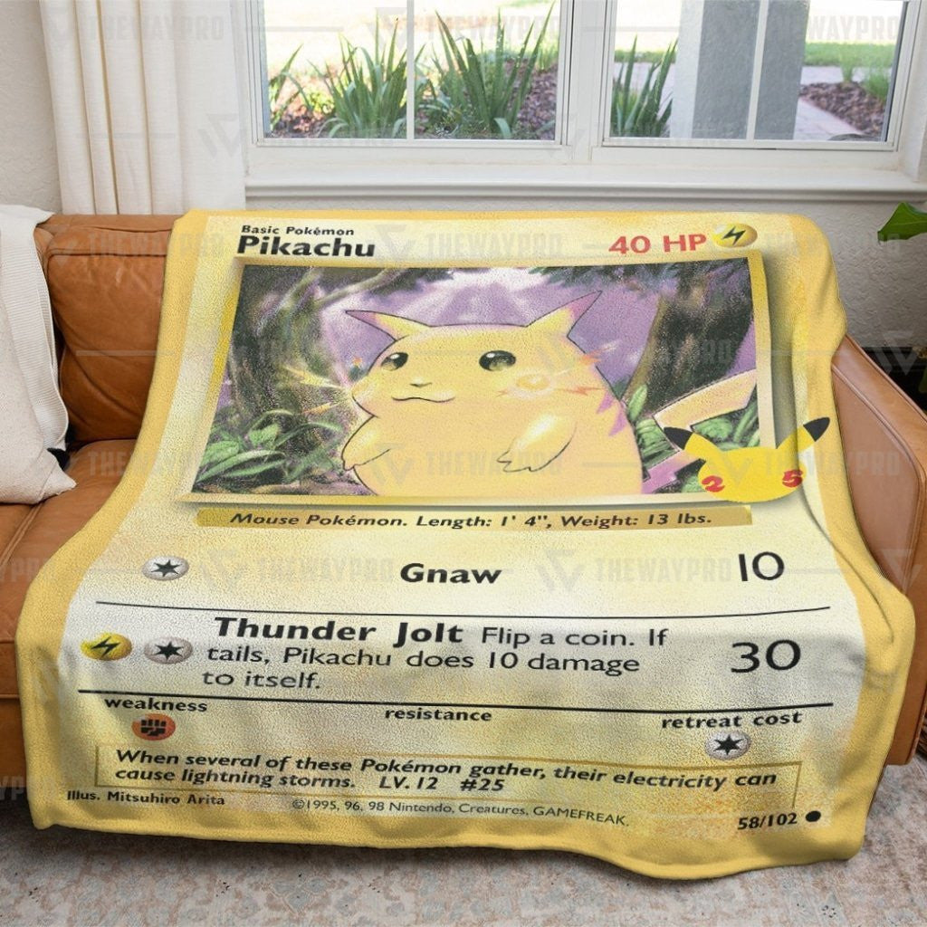 Pkm Pikachu Card Custom Soft Blanket