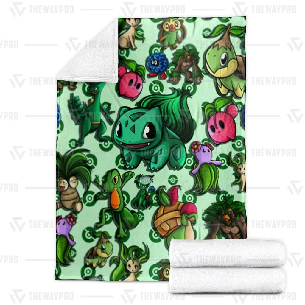 Anime Pkm Grass Custom Soft Blanket