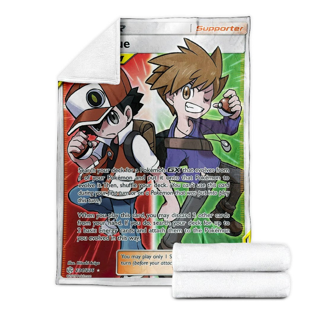 Anime Pkm Red & Blue Trainer Custom Soft Blanket