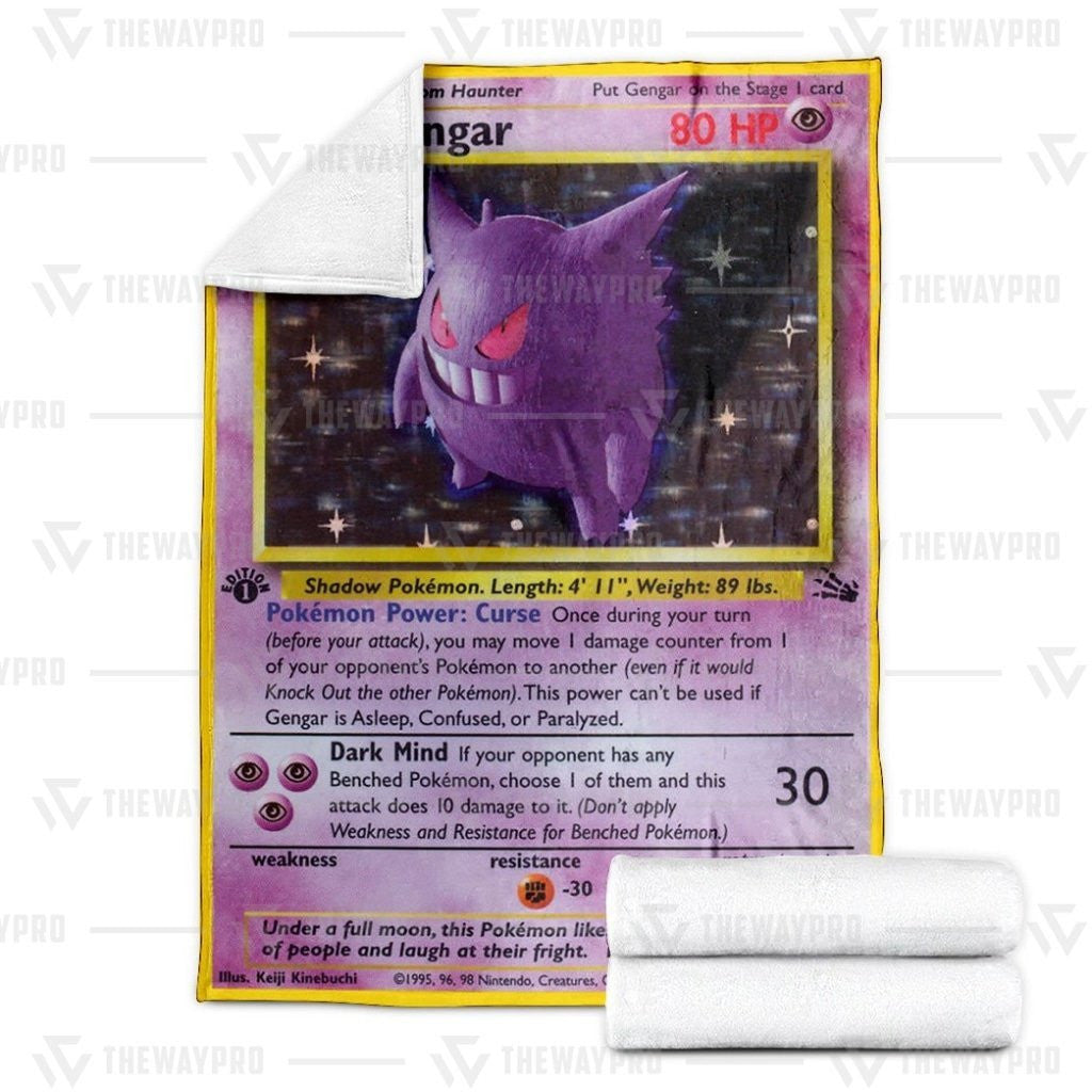 Anime Pkm Gengar Holo 1St Edition Custom Soft Blanket