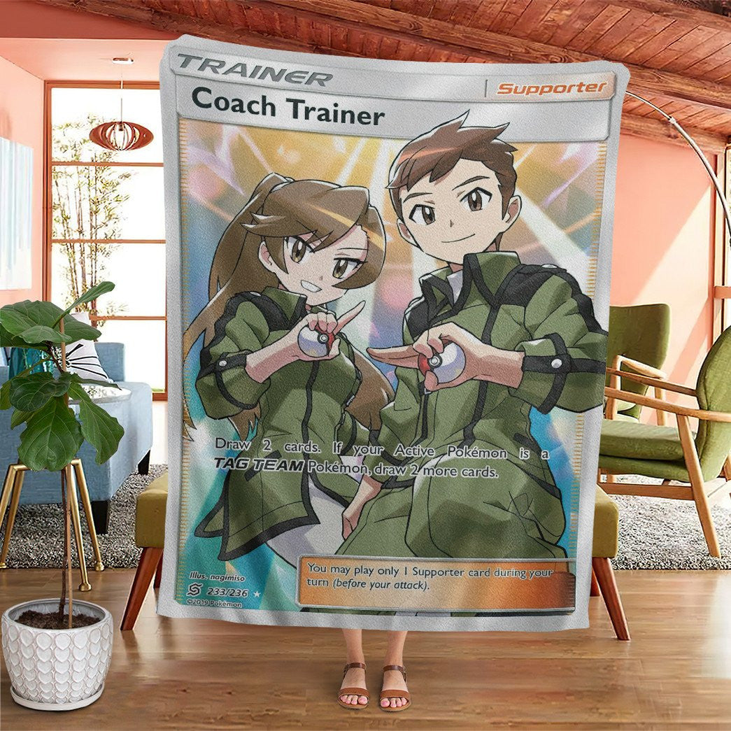 Anime Pkm Coach Trainer Custom Soft Blanket