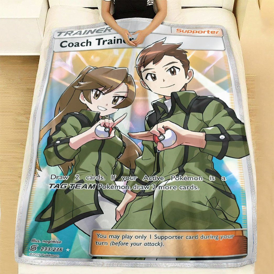 Anime Pkm Coach Trainer Custom Soft Blanket