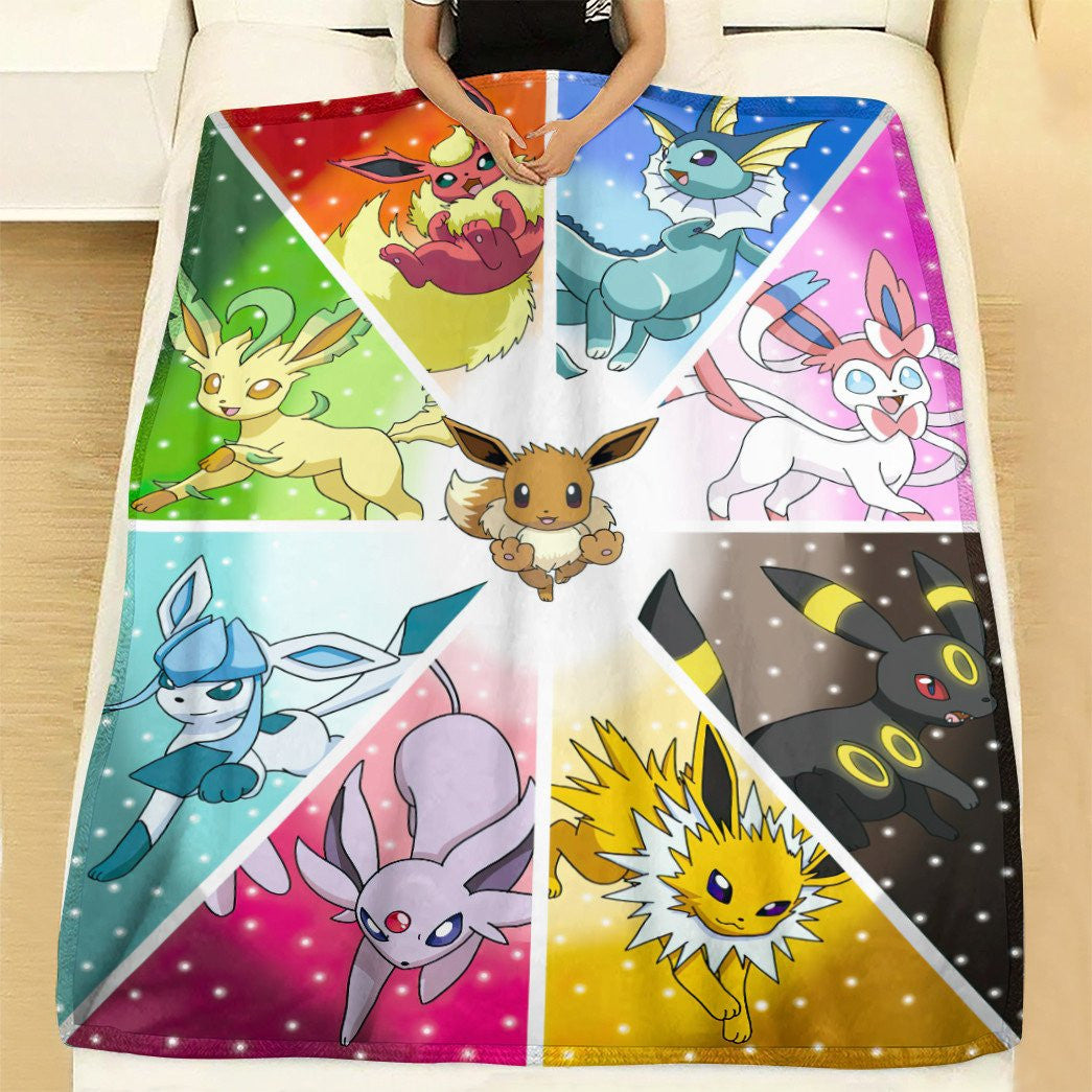 Anime Pkm Eeveelutions Custom Soft Blanket