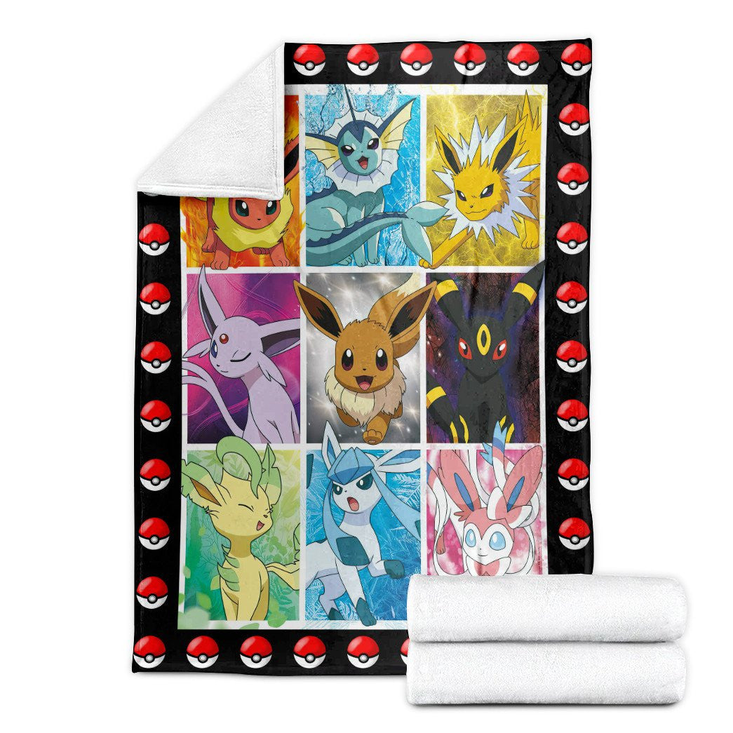 Anime Pkm Eevee Evolution Custom Soft Blanket