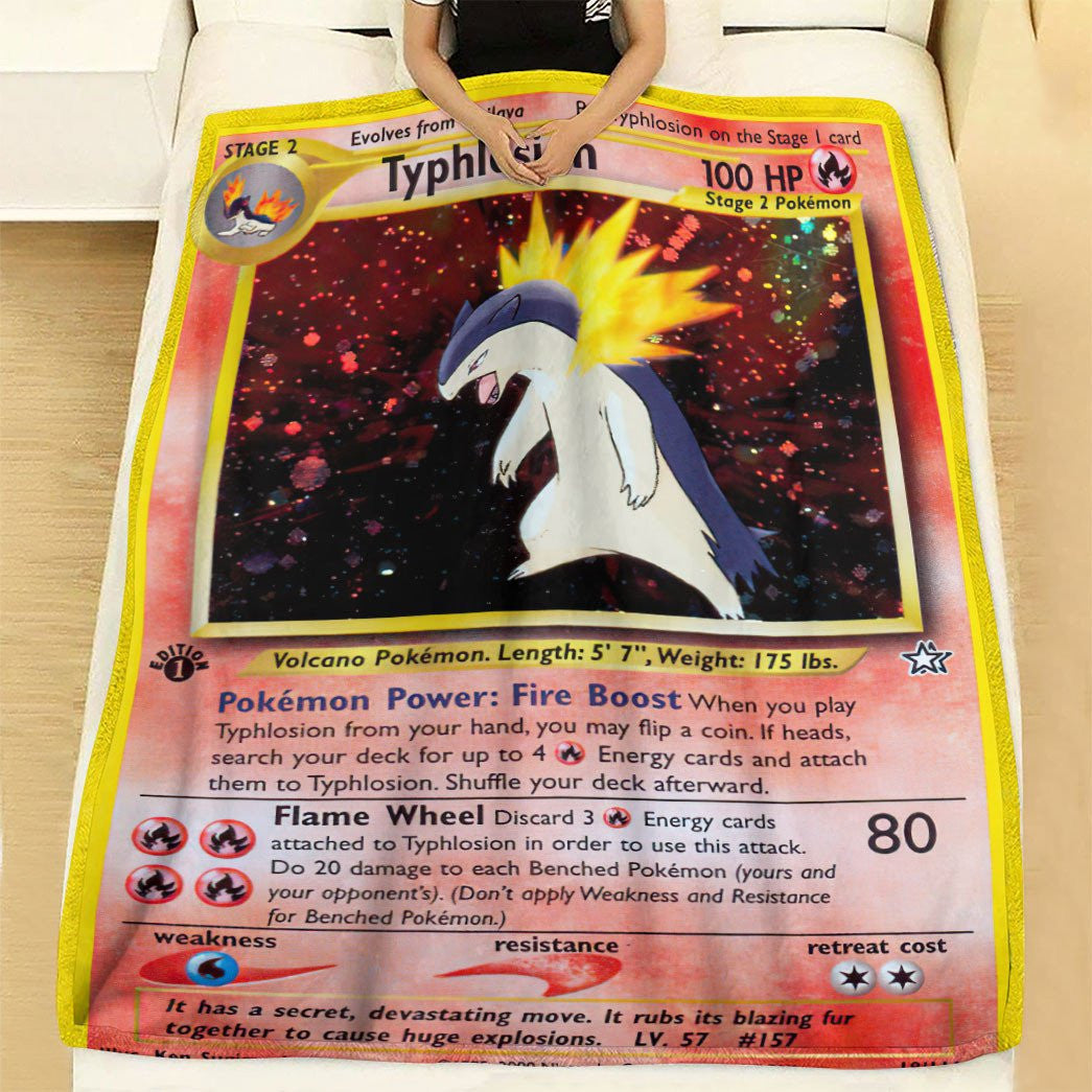 Anime Pkm Typhlosion 1St Edition Custom Soft Blanket