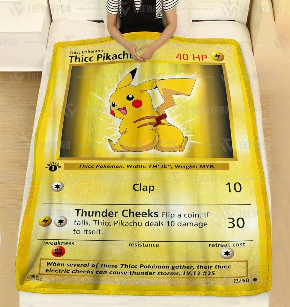 Anime Pkm Thicc Pikachu Custom Soft Blanket