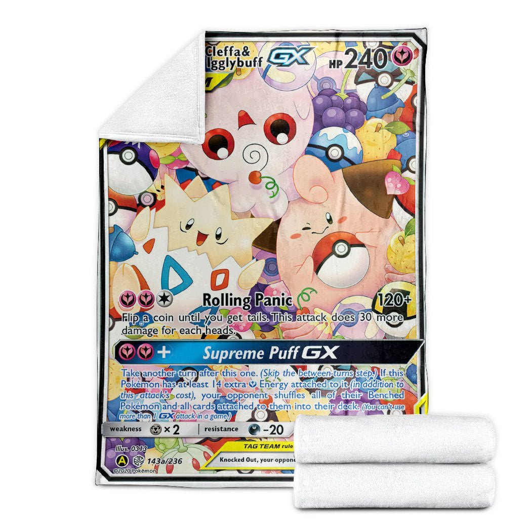 Anime Pkm Togepi & Cleffa Igglybuff-Gx Cosmic Eclipse Custom Soft Blanket