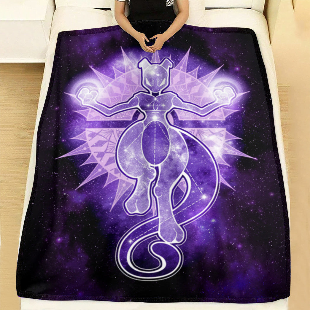 Anime Pkm Mewtwo Starry Sky Of Wrath Custom Soft Blanket XO1103222