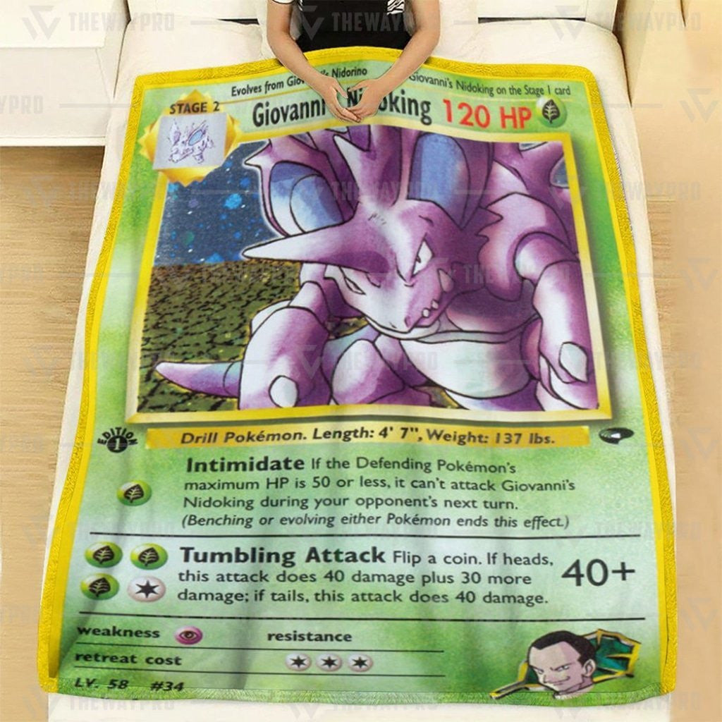 Anime Pkm Giovannis Nidoking Gym Challenge Custom Soft Blanket