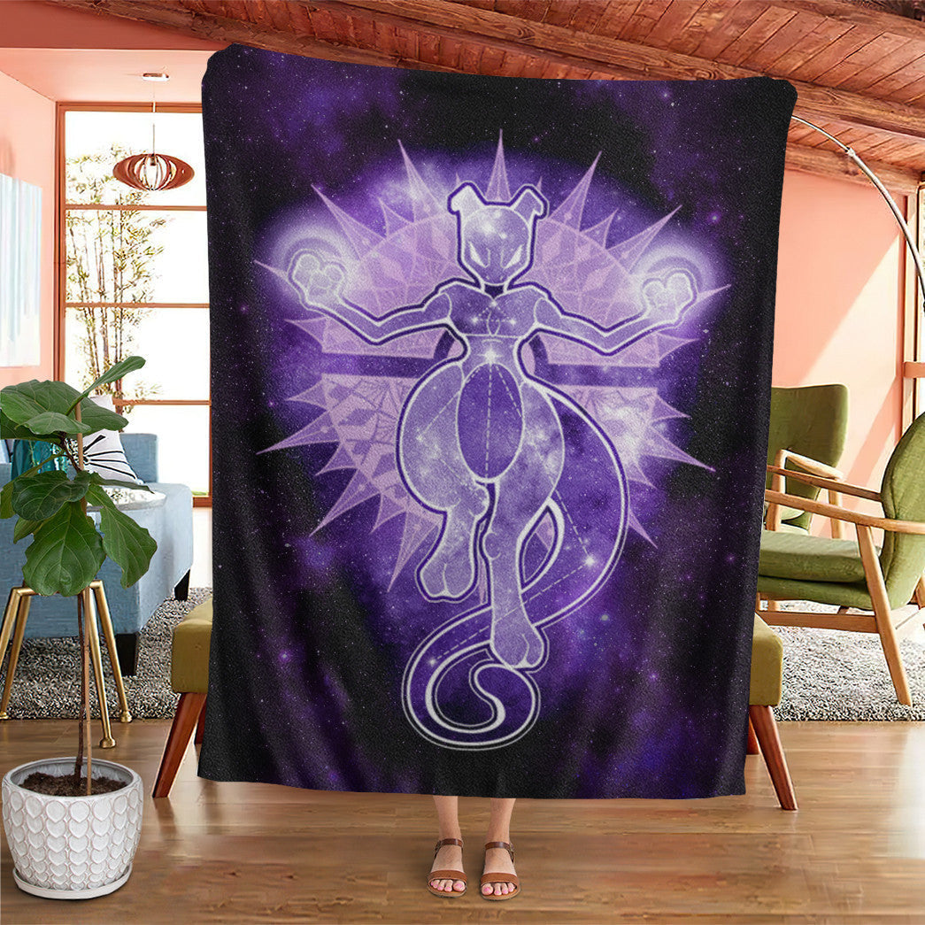 Anime Pkm Mewtwo Starry Sky Of Wrath Custom Soft Blanket XO1103222