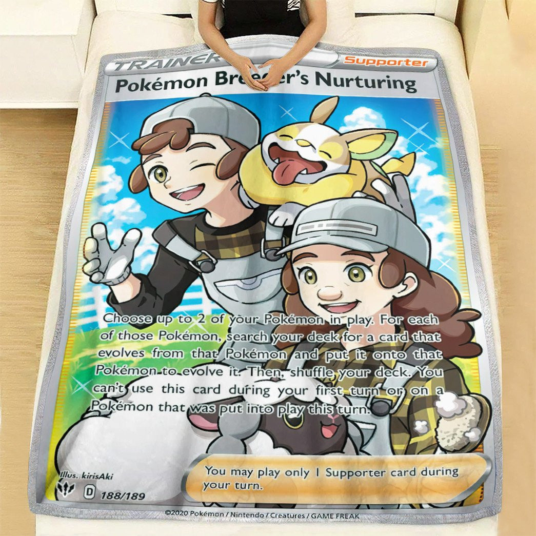 Anime Pkm Pokémon Breeders Nurturing Trainer Custom Soft Blanket