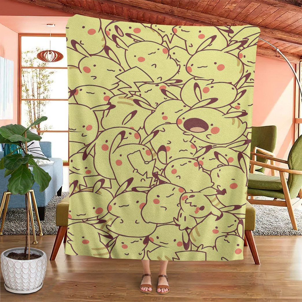 Anime Pkm Pikachu Custom Soft Blanket