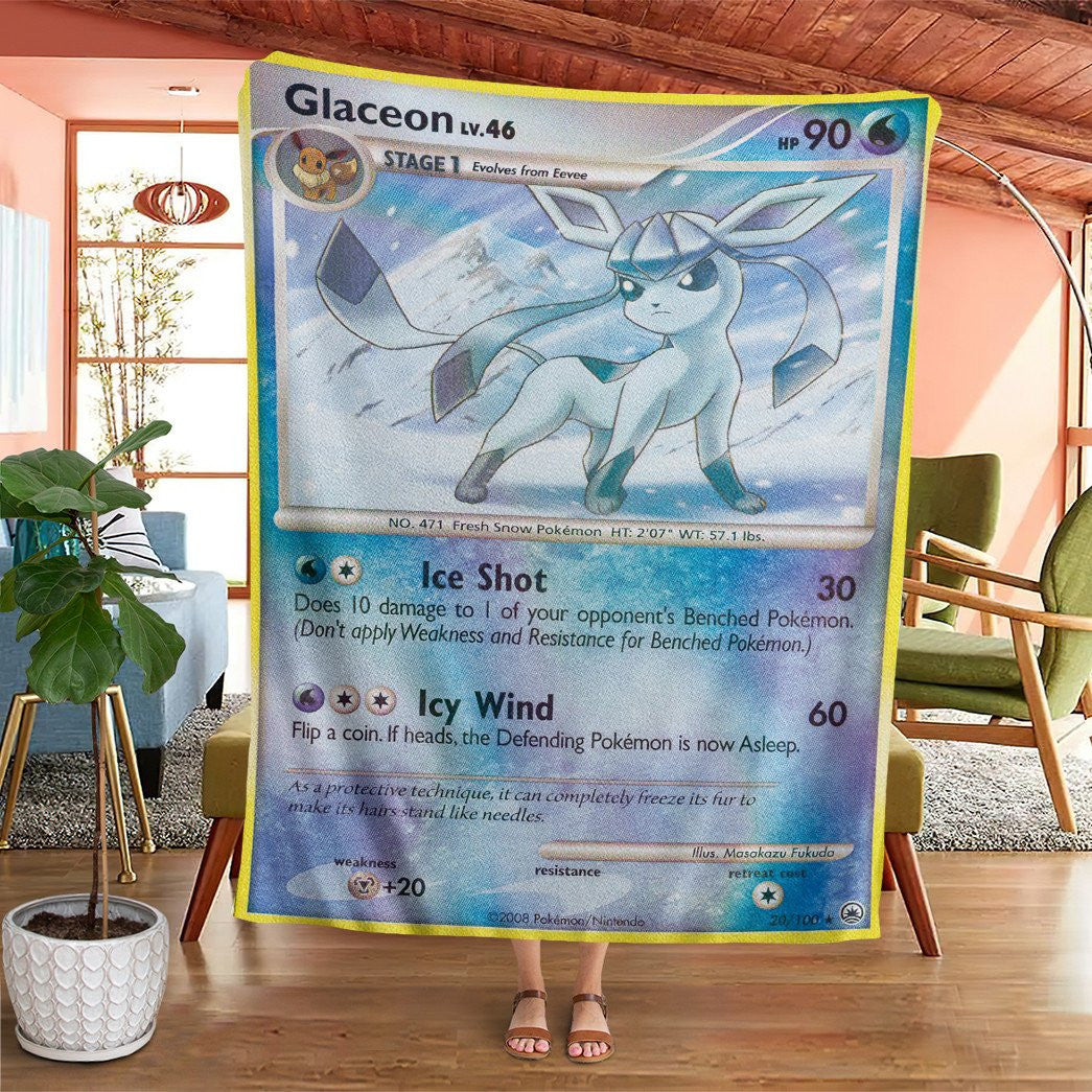 Anime Pkm Glaceon Majestic Dawn Custom Soft Blanket