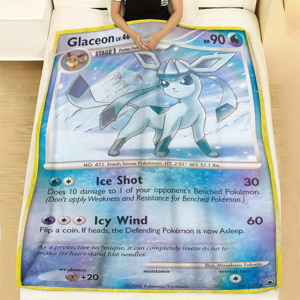 Anime Pkm Glaceon Majestic Dawn Custom Soft Blanket