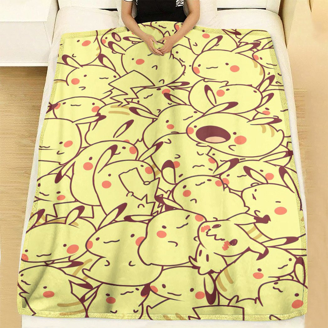 Anime Pkm Pikachu Custom Soft Blanket