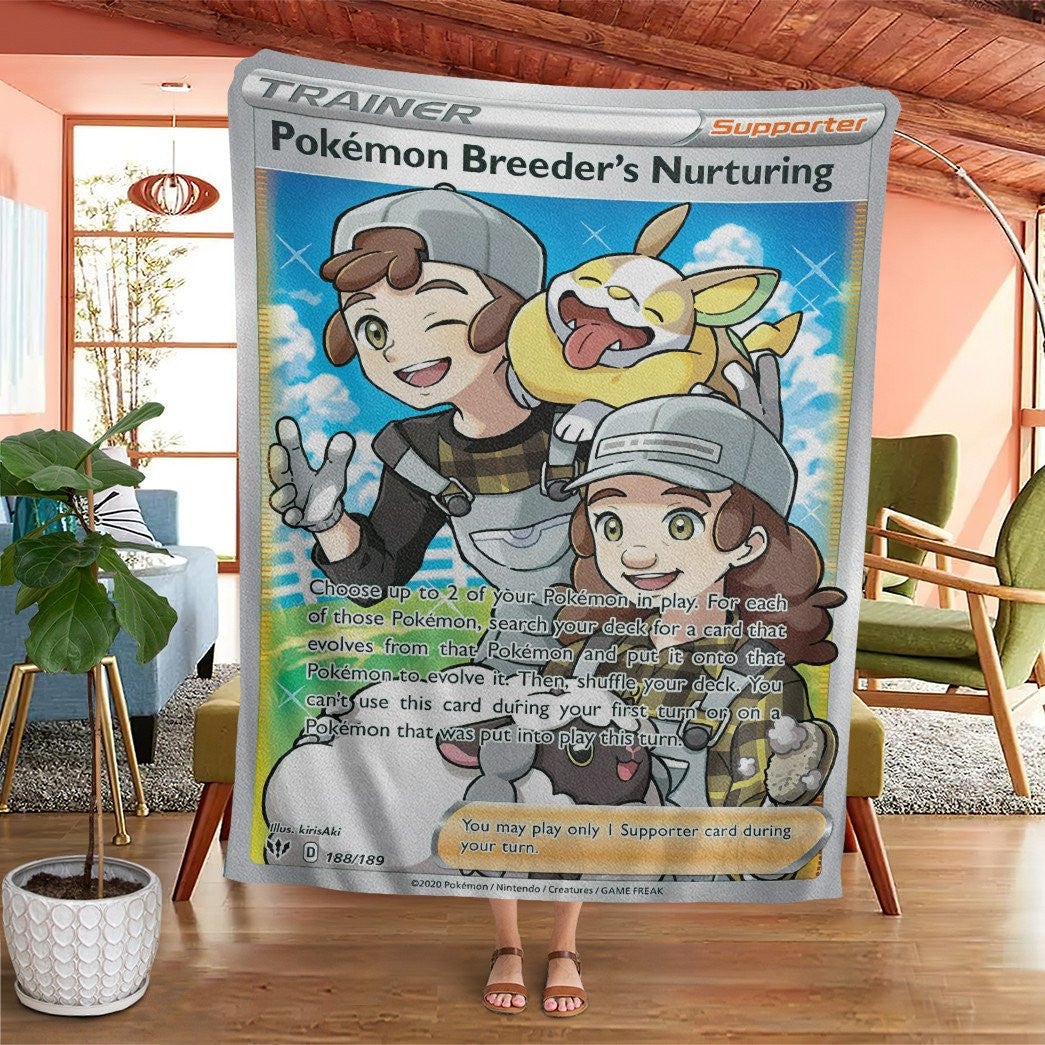 Anime Pkm Pokémon Breeders Nurturing Trainer Custom Soft Blanket