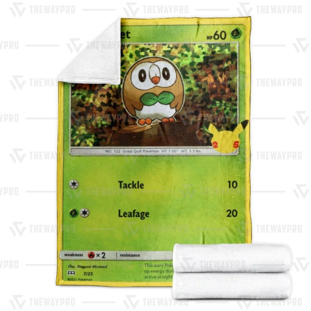 Anime Pkm Rowlet Custom Soft Blanket