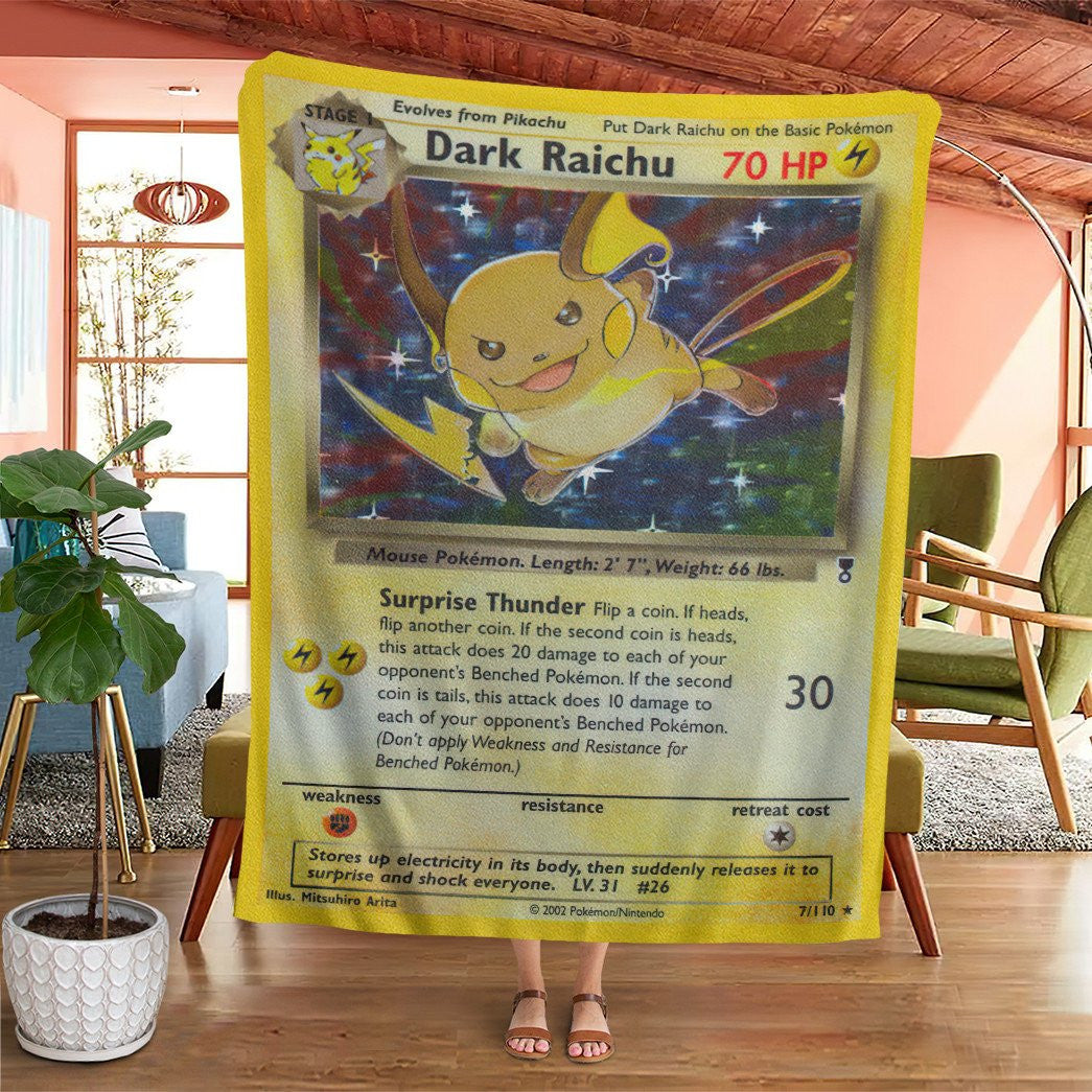 Anime Pkm Dark Raichu Legendary Collection Custom Soft Blanket